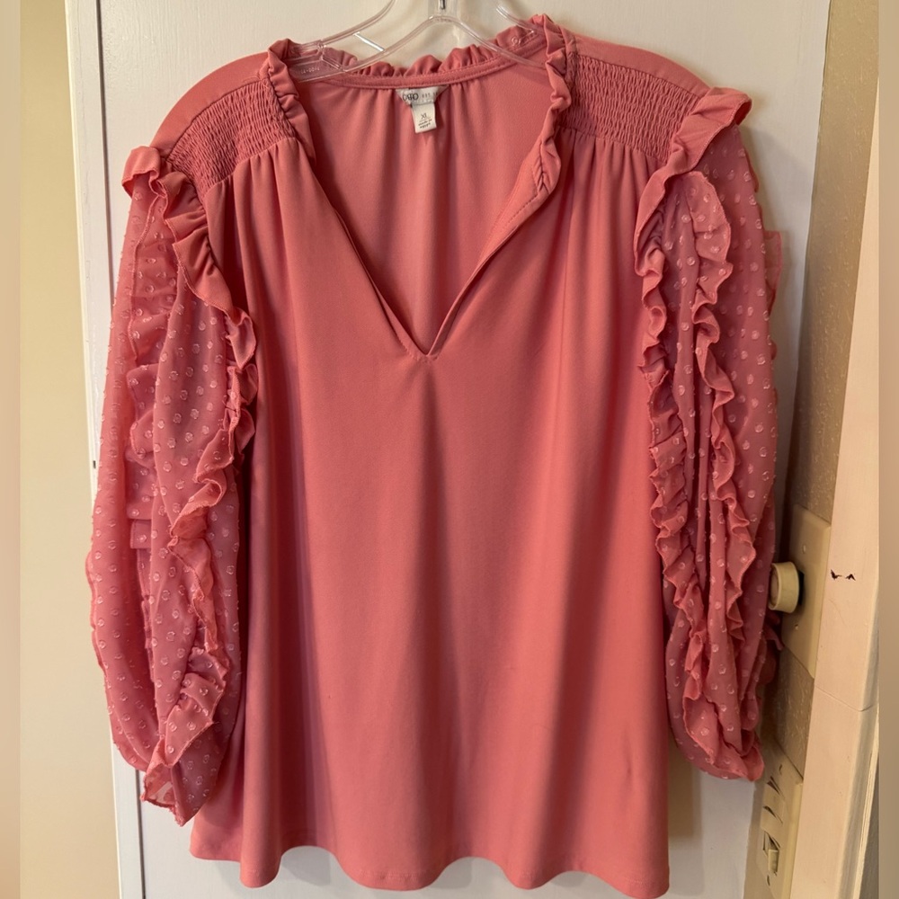Cato Pink Ruffle Sleeve Blouse